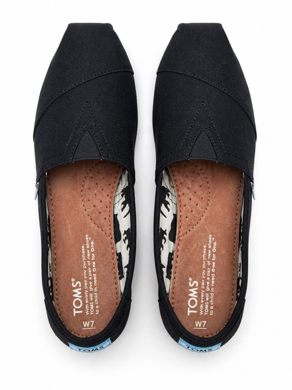 Toms Black Canvas Slip-On Espadrille Flats